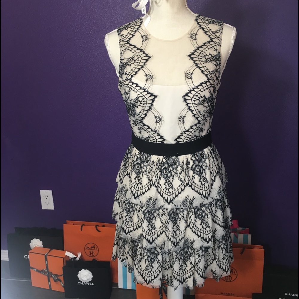 Size 4 bcbg  lace mesh mini dress